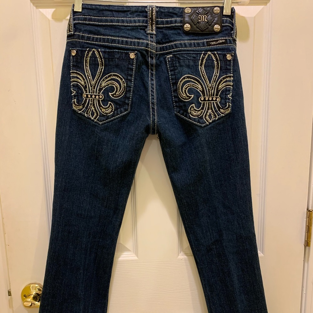 Miss me Fleur de lis dark bootcut jeans